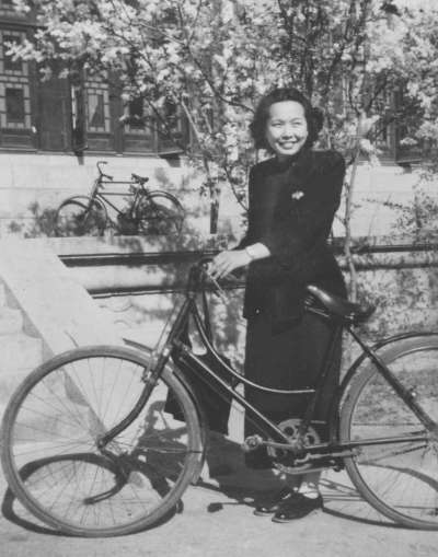 Rose with bike 1940s