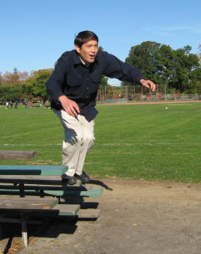 Human launch -- jump from bench